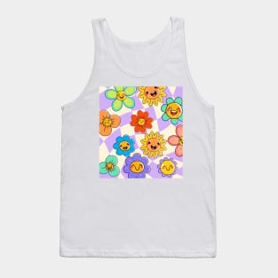 Lilac Trippy Floral Smiley Tank Top